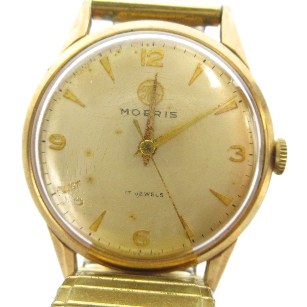 【中古】モーリス MOERIS ジャンク品 スイス連邦製 ウオッチ ヴィンテージ アンティーク ご覧なさる 手一巻き式 17石 20ミクロン金張入れもの ゴールド色つや 金色 ■GY18 /MQ メンズ 【ベクター 古着】 260502