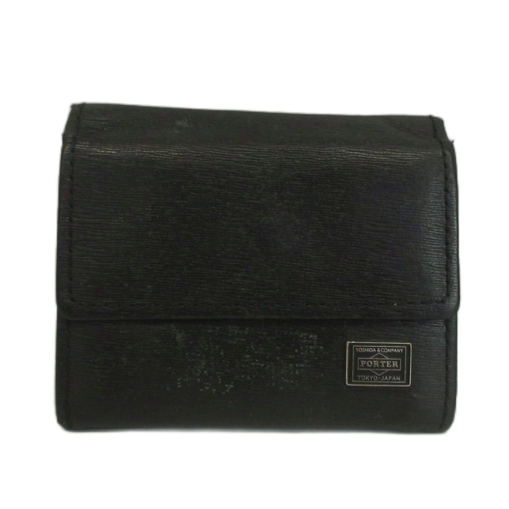 【中古】ボーイ PORTER カレント CURRENT 吉田鞄 御釣り入れ コインケース なめし革 型押し ロゴタイプお皿 黒 黒いこと /XZ ■GY18 メンズ 【ベクター 古着】 260509