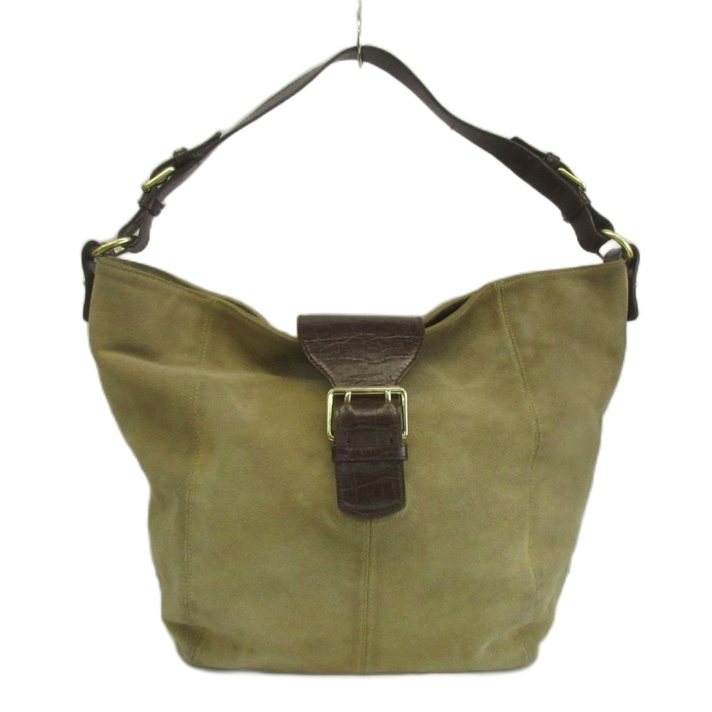 【中古】ローレンラルフローレン LAUREN RALPH LAUREN ハンドバック トートバッグ 肩かけ スエードクロス なめし革 クロコ型押し 胴締め ベージュ 赤銅色 赤銅色 /XZ ■GY18 レディース 【ベクター 古着】 260509
