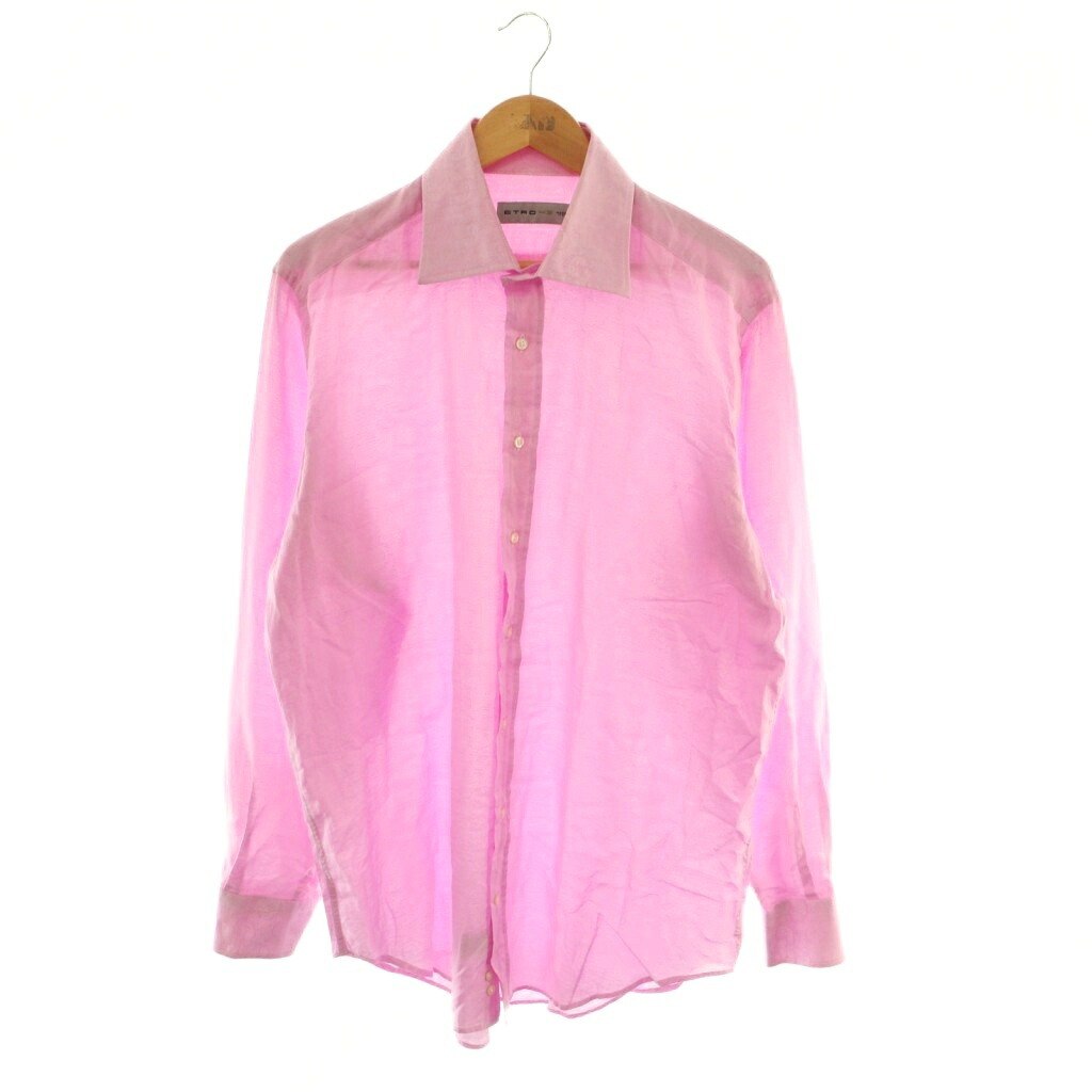 【中古】エトロ ETRO Yシャツ 長袖 ジャ差し固める ペイズリー柄 綿織物 サクラ色 /NR ■GY18 メンズ 【ベクター 古着】 260511