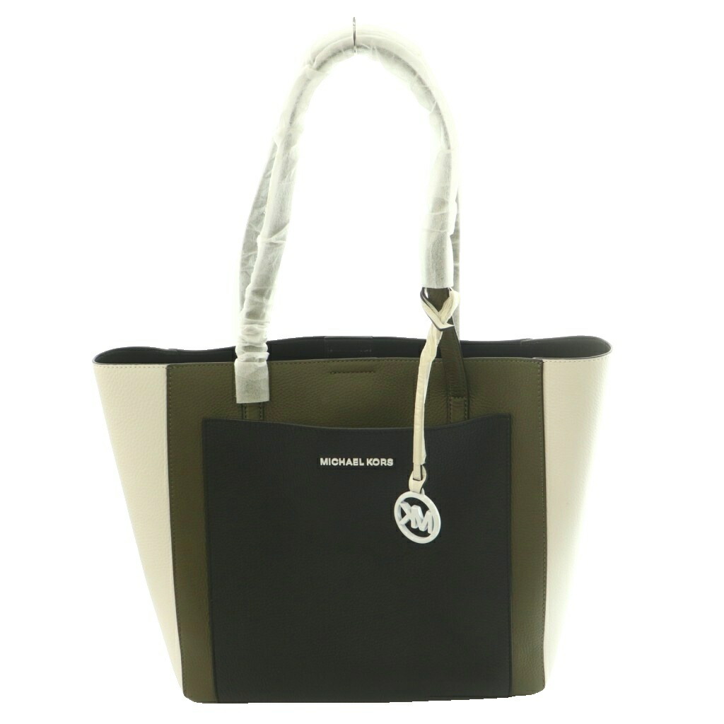 【中古】未使用品 マイケルコース MICHAEL KORS タグ付き ジェマ Gemma カラーブロックラージポケットトートバッグ ハンド マルチカラー モスグリーン 黒 ブラック /SS ■OS ■GY18 レディース 【ベクトル 古着】 260508｜ブランド古着の買取販売ベクトル