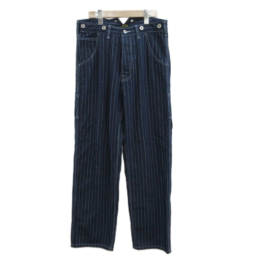 【中古】未当てはめる品 オコンクウォ OKONKWO MFG.CO 細工物ズボン下 ペインターパンツ ジーンズ ウォバッシュストライプ シンチバック 名取り草飛球 M 紺 米国海軍 /XZ ■GY18 メンズ 【ベクター 古着】 260525