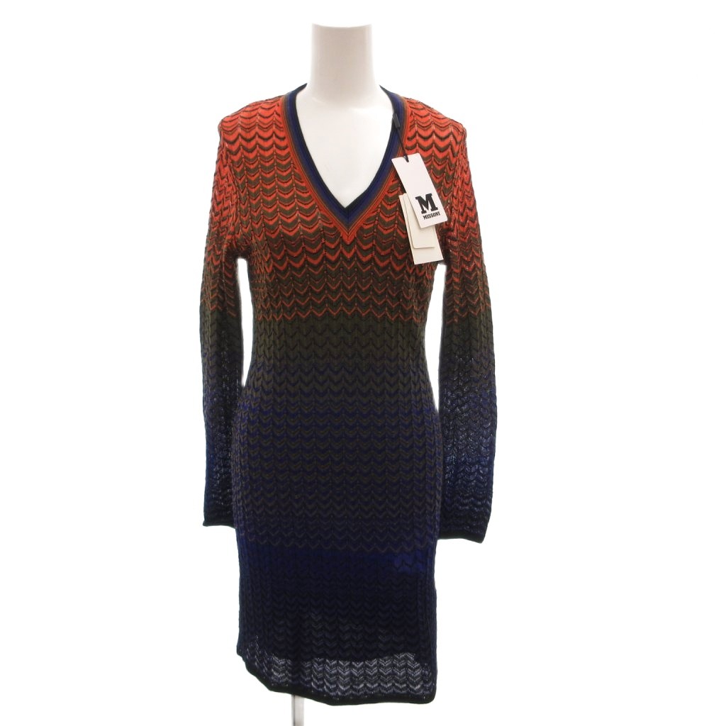 【中古】未使用品 ミッソーニ MISSONI タグ付き ワンピース 長袖 Vネック グラデーション インナー ひざ丈 38 マルチカラー /FF ■GY69 レディース 【ベクトル 古着】 260520|ブランド古着の買取販売ベクトル