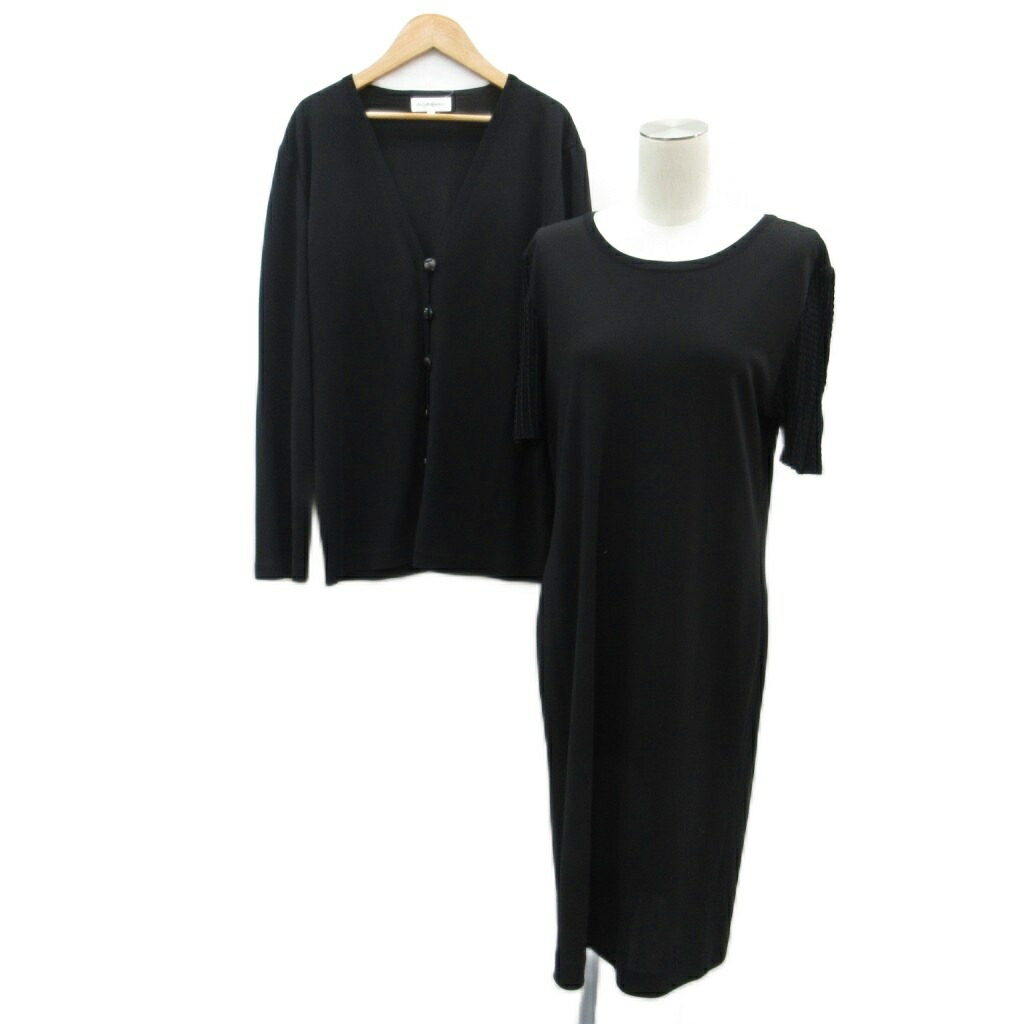 【中古】イヴサンローラン YVES SAINT LAURENT セットアップ 上下 ジレー 真っただ中丈 衣装 ミモレ丈 半袖 L 黒 黒いこと /HO36 ■GY44 レディース 【ベクター 古着】 260527