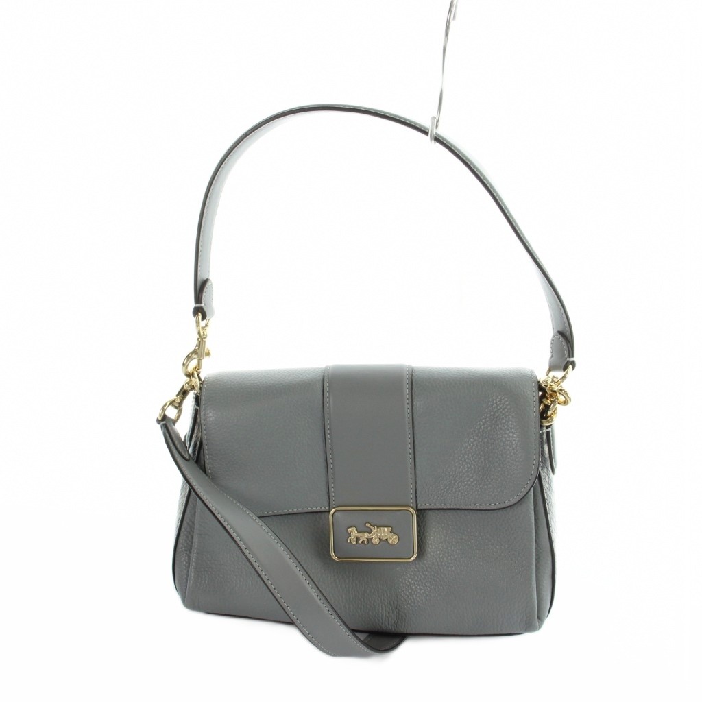 【中古】コーチ職 COACH CF390 ハンドバック 肩先 2way なめし革 ロゴタイプ 下げ翼 青 青み 薄墨色 ■GY18 /MQ レディース 【ベクター 古着】 260513