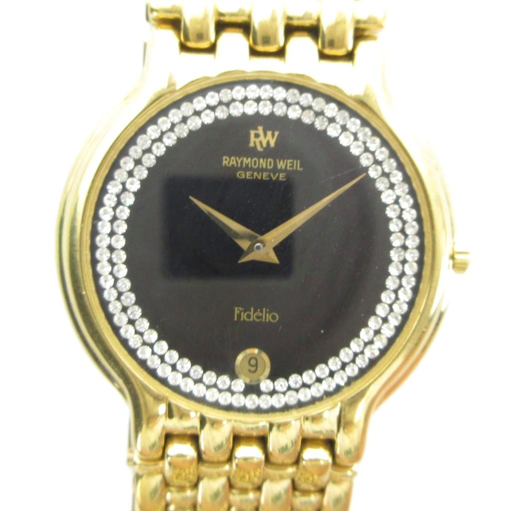 【中古】レイモンド ウェイル RAYMOND WEIL ジャンク品 フィデリオ 4802 腕時計 ウォッチ クォーツ 18K GOLD カレンダー付き デイト 黒文字盤 ゴールド色 ■GY18 /MQ レディース 【ベクトル 古着】 260615｜ブランド古着の買取販売ベクトル