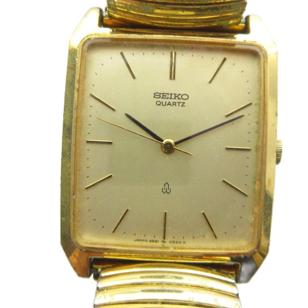 【中古】セイコー SEIKO 2621-5240 腕時計 クォーツ ウォッチ ロゴ スクエア ゴールド色 ■GY18 /MQ メンズ 【ベクトル 古着】 260617｜ブランド古着の買取販売ベクトル
