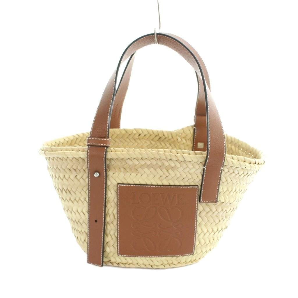 【中古】ロエベ LOEWE 327.02.S93 提げ篭御徒面子 アナ瓦 かご御徒面子 お手て トート ロゴタイプ 茶 赤銅色 ベージュ ■GY18 /MQ ■OH レディース 【ベクター 古着】 260513
