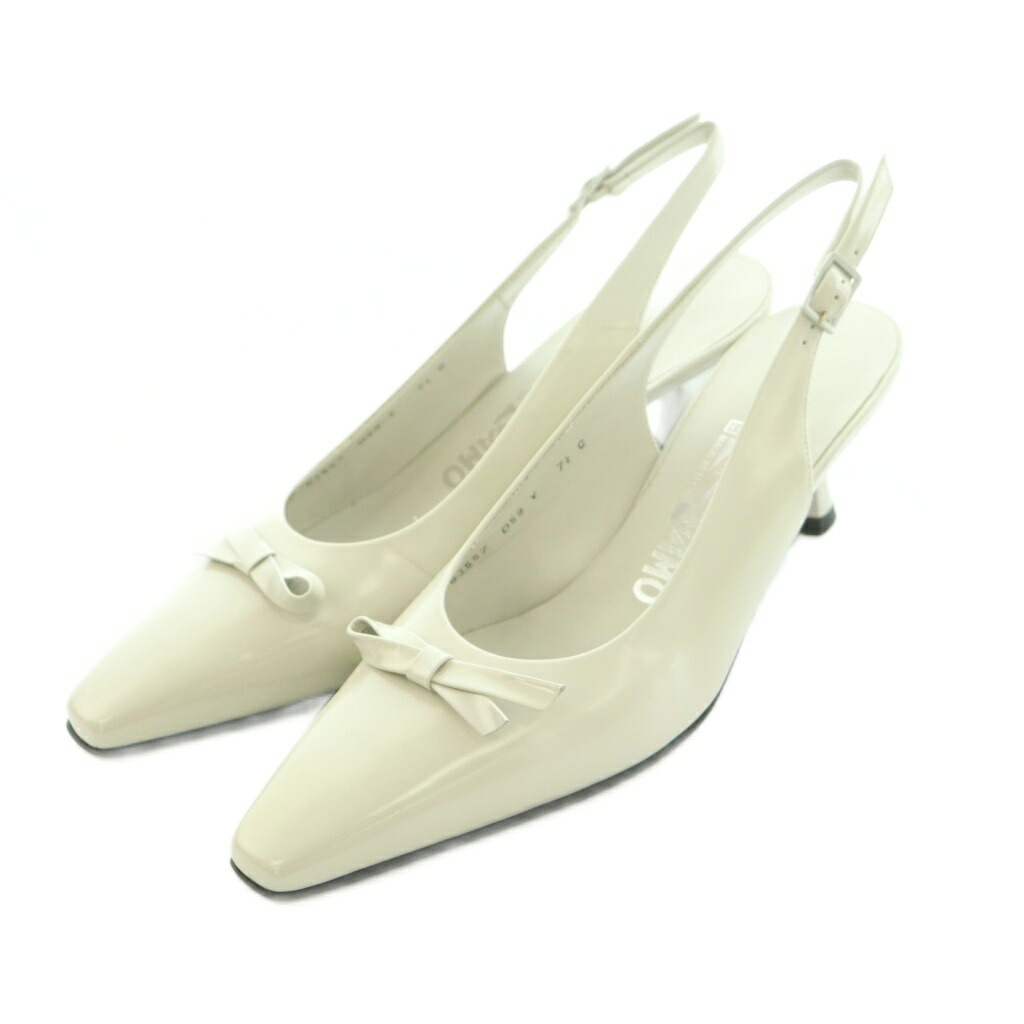 【中古】サルヴァトーレフェラガモ Salvatore Ferragamo パンプス スクエアトゥ スリングバッグ 7.5 25.0cm 白 63557 /MI ■GY19 レディース 【ベクトル 古着】 260518|ブランド古着の買取販売ベクトル