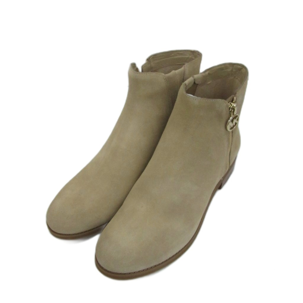 【中古】マイケルマイケルコース Michael michael kors LAINEY FLAT BOOTIE 遊撃手ブーツ スエードクロス スタック踵 置き目踵 8M ベージュ/SM1 ■GY19 レディース 【ベクター 古着】 260522