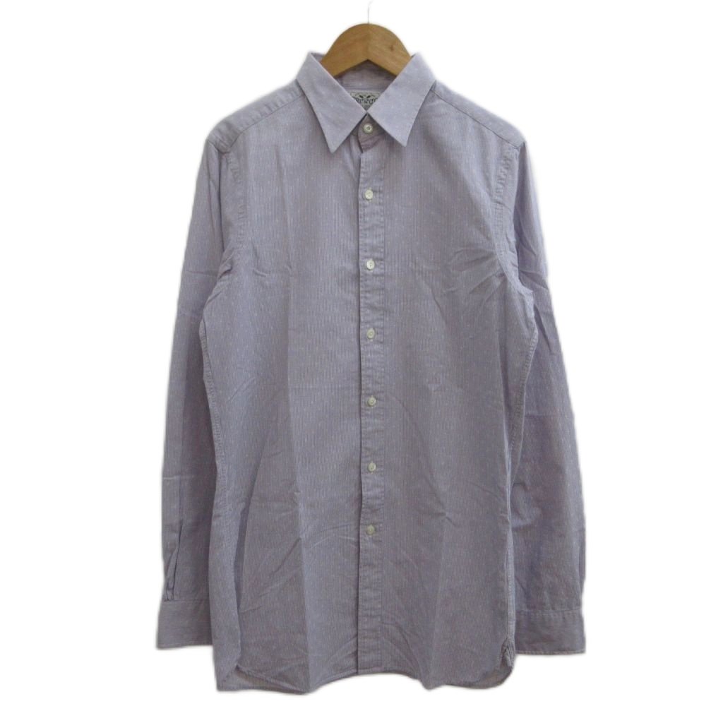 【中古】ダブルアールエル RRL プルオーバー 14 1/2 紫 パープル 長袖 縞模様柄 総柄 白曳き船 /PP ■GY03 メンズ 【ベクター 古着】 260522