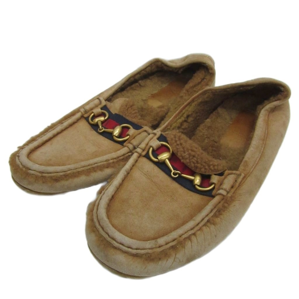 【中古】グッチ GUCCI スエードホースビットモカシンシューズ ボア 茶 赤銅色 497114 BND10 6176 /SM22 ■GY03 メンズ 【ベクター 古着】 260521