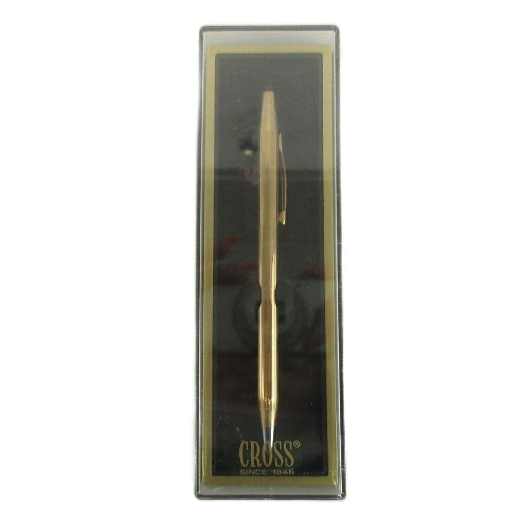 【中古】未当て嵌める品 差し交わす CROSS 古典派音楽世紀 ボールペン 文房具 筆記用具 14KT 捻じれ式 ロゴタイプ ゴールド色 /XZ ■GY11 余分の物 【ベクター 古着】 260529