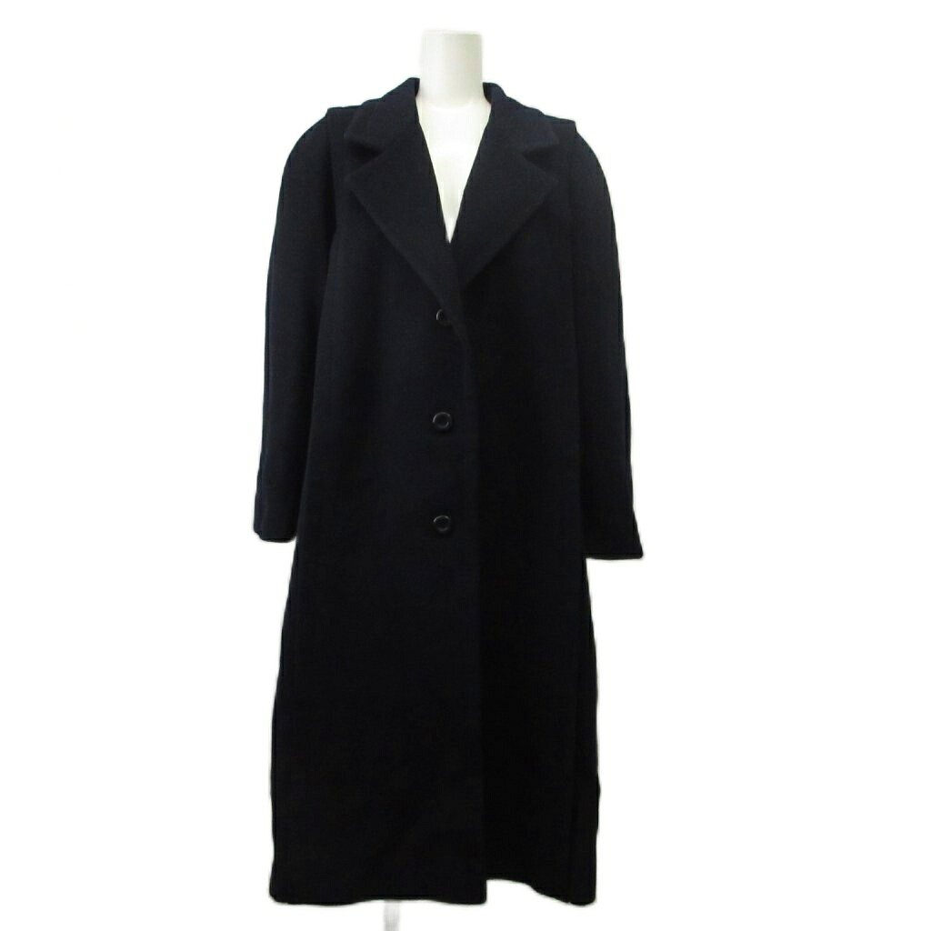 【中古】地獄ノ HERNO チェスターコート アウター 羊毛 カシミール混 ロング 総裏地 肩パッド 44 L-XL 紺 米国海軍 /XZ ■GY50 レディース 【ベクター 古着】 260525