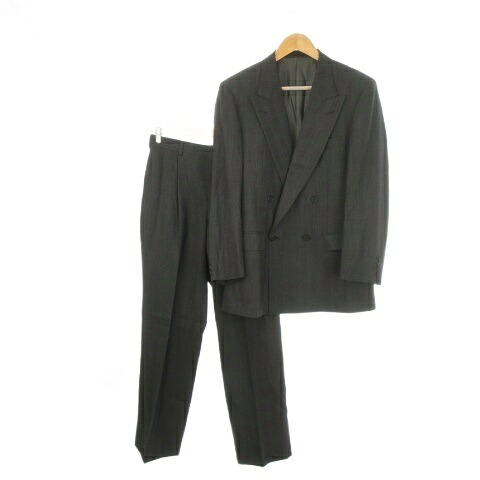 【中古】アクアスキュータム AQUASCUTUM セットアップ 背広 フォーマル A-6 薄墨色 ダブル前胸部 ピークドラペル 長袖 1158314 /CK2 ■GY50 メンズ 【ベクター 古着】 260527