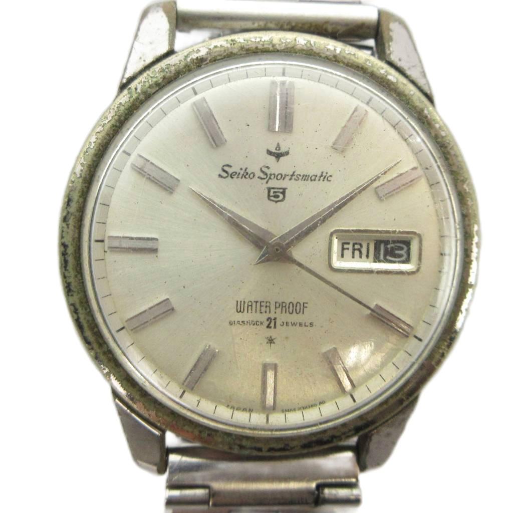 【中古】セイコー SEIKO Sportsmatic 5 スポーツマチック 5 ウオッチ ヴィンテージ アンティーク ご覧なさる 自動小銃一巻き デイデイト 暦付き添い人 21石 しろがね色色 ■GY18 /MQ メンズ 【ベクター 古着】 260521