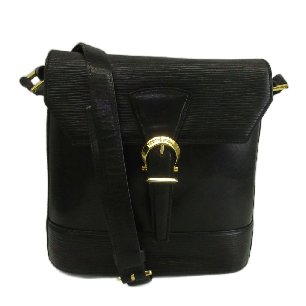 【中古】ヴァレンティノ ガラヴァーニ VALENTINO GARAVANI ヴィンテージ ショルダーバッグ エピレザー バックル ロゴタイプ 黒 黒いこと /XZ ■GY18 レディース 【ベクター 古着】 260524