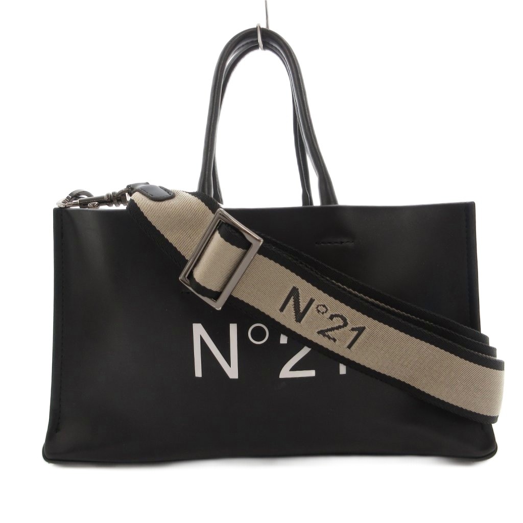 【中古】ヌメロヴェントゥーノ N°21 ショルダーバッグ 御手々 2way なめし革 ロゴタイプ ミニ 黒 黒いこと /FF ■GY11 レディース 【ベクター 古着】 260528