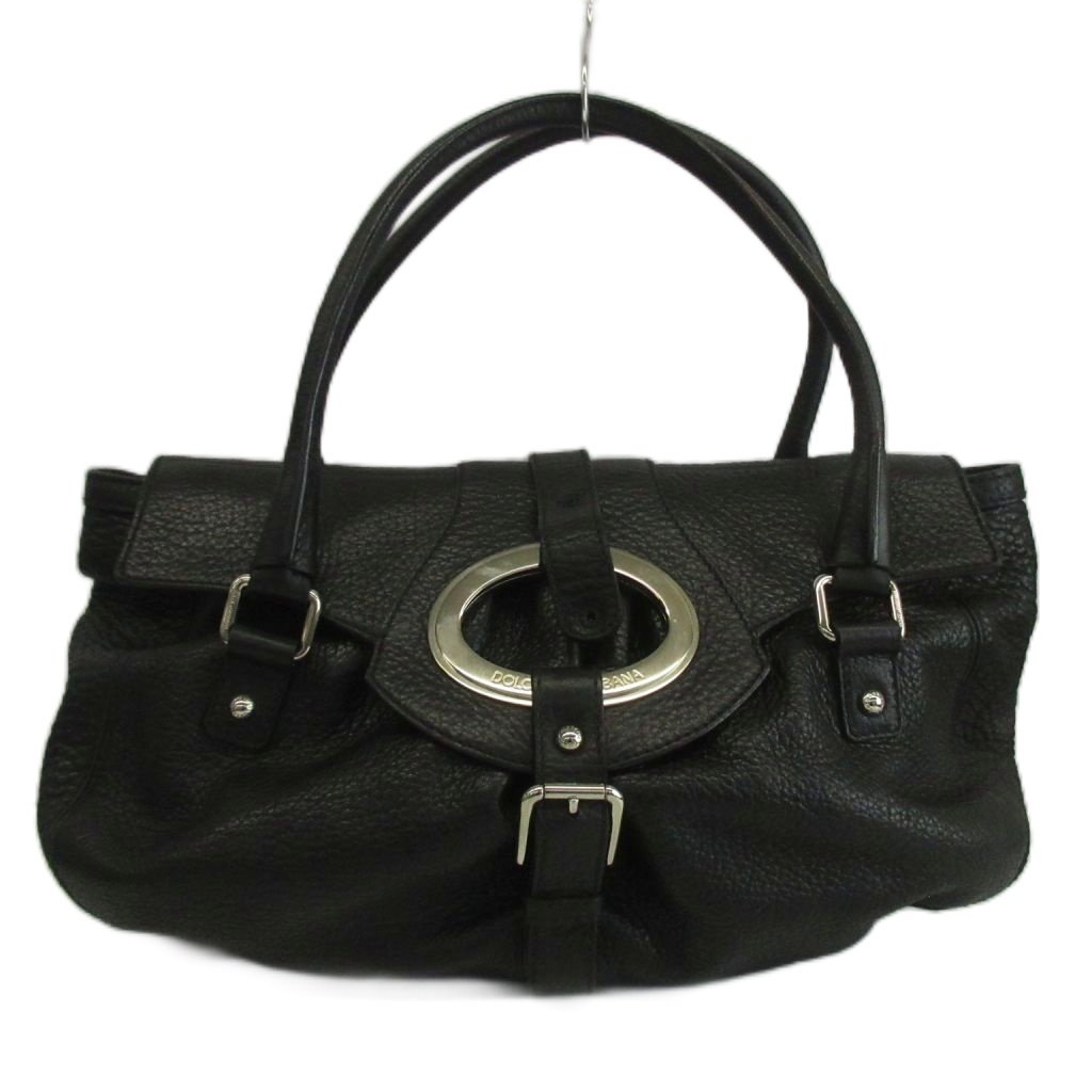 【中古】ドルチェ\u0026ガッバーナ 弗ガバ DOLCE\u0026GABBANA し損ない リアリー 熱っぽい Miss Really Hot ハンドバック トート なめし革 内部ヒョウ柄 ロゴタイプ しろがね色金具 黒 黒いこと /XZ ■GY18 レディース 【ベクター 古着】 260523