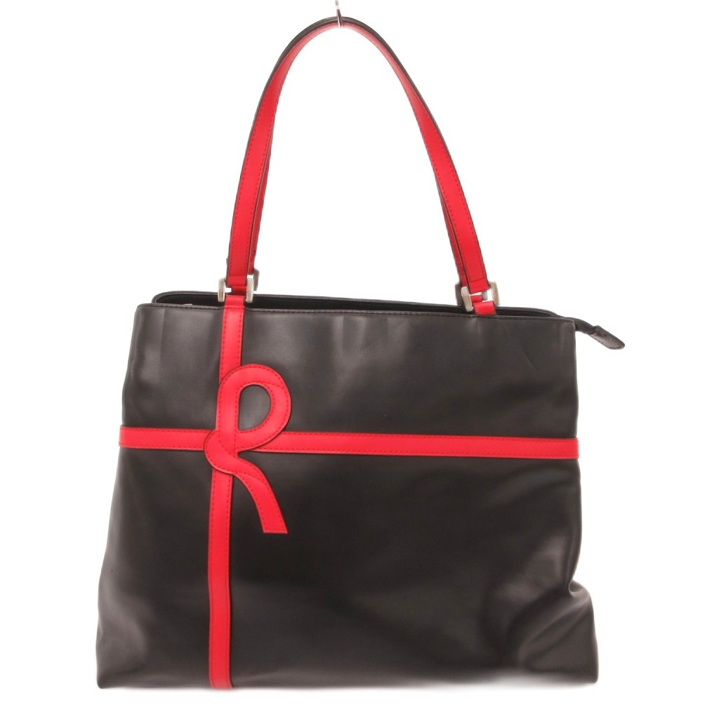 【中古】ロベルタディカメリーノ Roberta di Camerino トートバッグ トロンプルイユデザイン なめし革 黒 黒いこと /JS ■GY18 レディース 【ベクター 古着】 260531