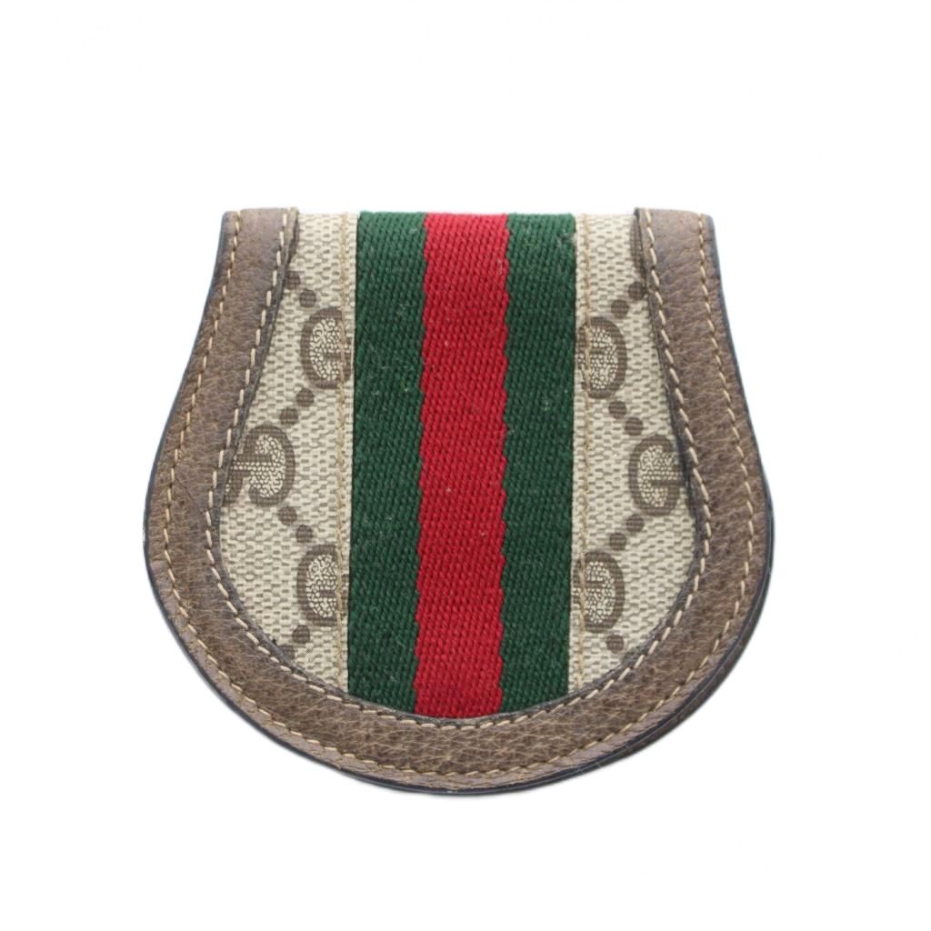 【中古】グッチ GUCCI 釣り銭入れ コインケース ベージュ 赤 赤いこと 緑 GG柄 シェリー酒伝達ルート 編み目 /RI ■os ■GY18 ■OH メンズ 【ベクター 古着】 260523