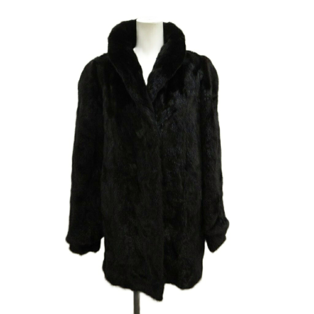 【中古】サガミンク SAGA MINK ファーコート ミンクファー 毛皮 銀サガ F 黒 ブラック 長袖 ショールカラー ハーフ丈 /PP ■GY17 レディース 【ベクトル 古着】 260527|ブランド古着の買取販売ベクトル