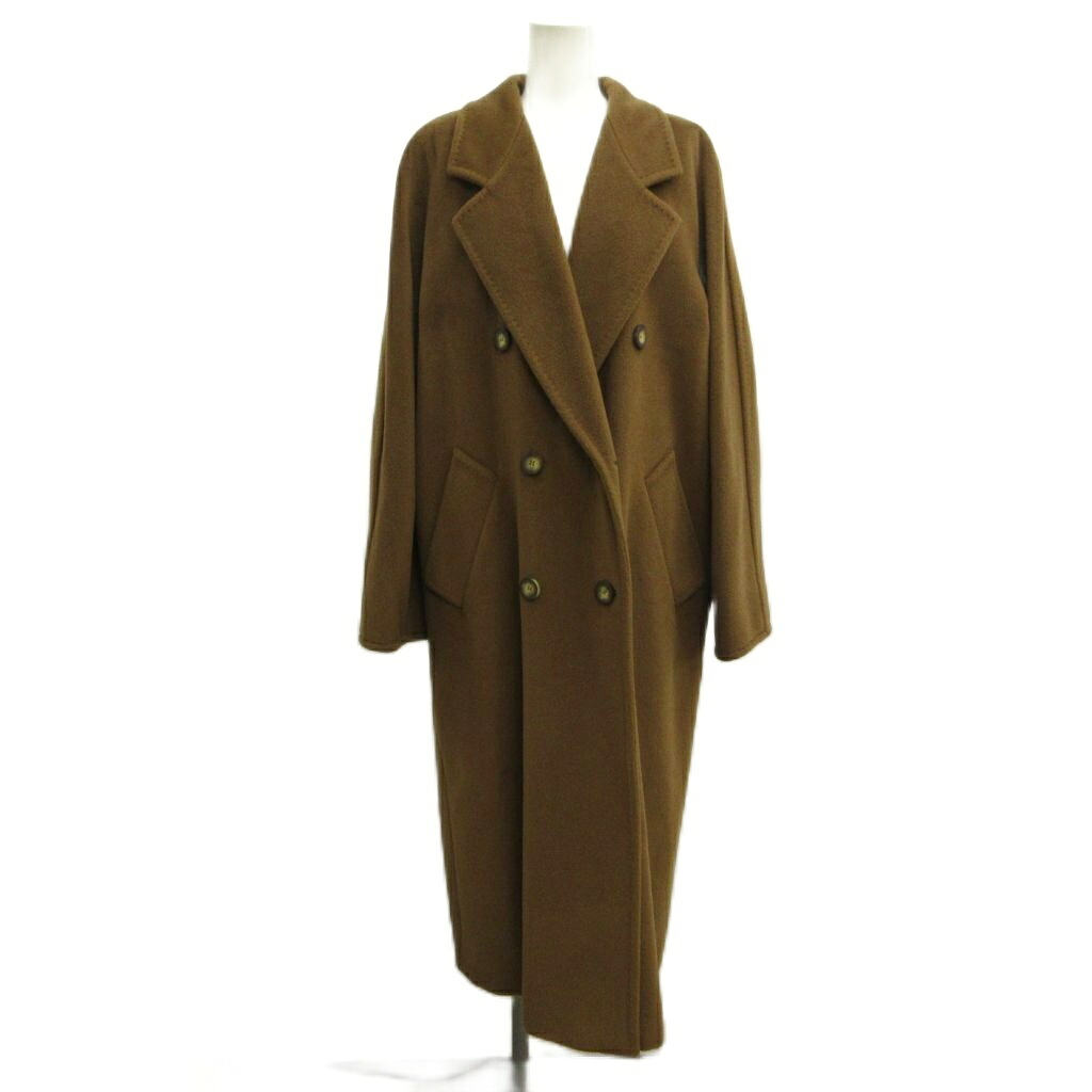 【中古】マックスマーラ MAX MARA 白引き船 ヴィンテージ MADAME 御家様 アイコン 厚地の外套 アウター 羊毛 カシミール 40 茶 赤銅色 ダブル前胸部 ロング /PP ■GY18  【ベクター 古着】 260606