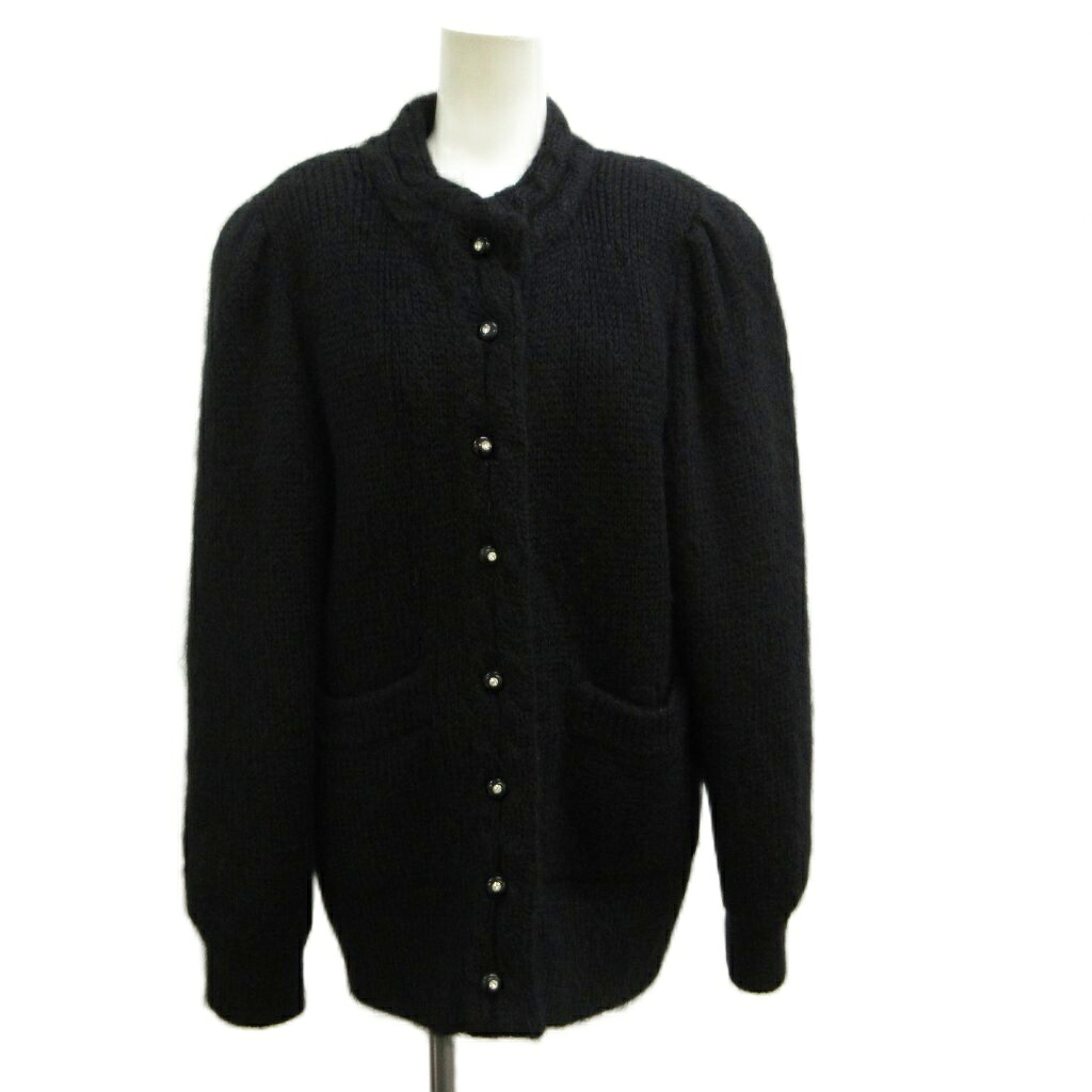 【中古】レオナール LEONARD 中綿ジャケット ニット 上着 ウール M 黒 ブラック スタンドカラー パフスリーブ 長袖 /PP ■GY18 レディース 【ベクトル 古着】 260528|ブランド古着の買取販売ベクトル