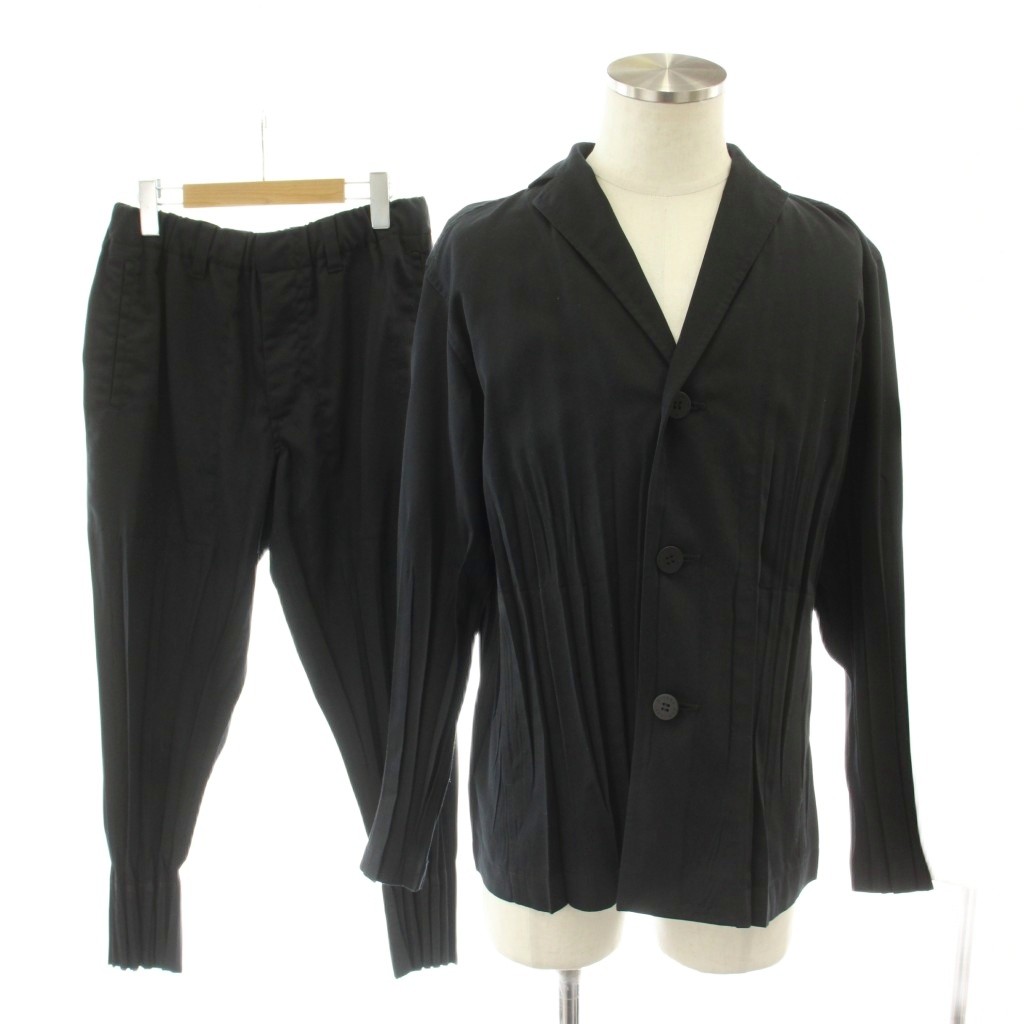 【中古】イッセイミヤケメン ISSEY MIYAKE MEN 18SS セットアップ テーラードジャケット ズボン下 筋目工業 黒 黒いこと ME81FF251 ME81FU252 /MW ■GY11 メンズ 【ベクター 古着】 260530
