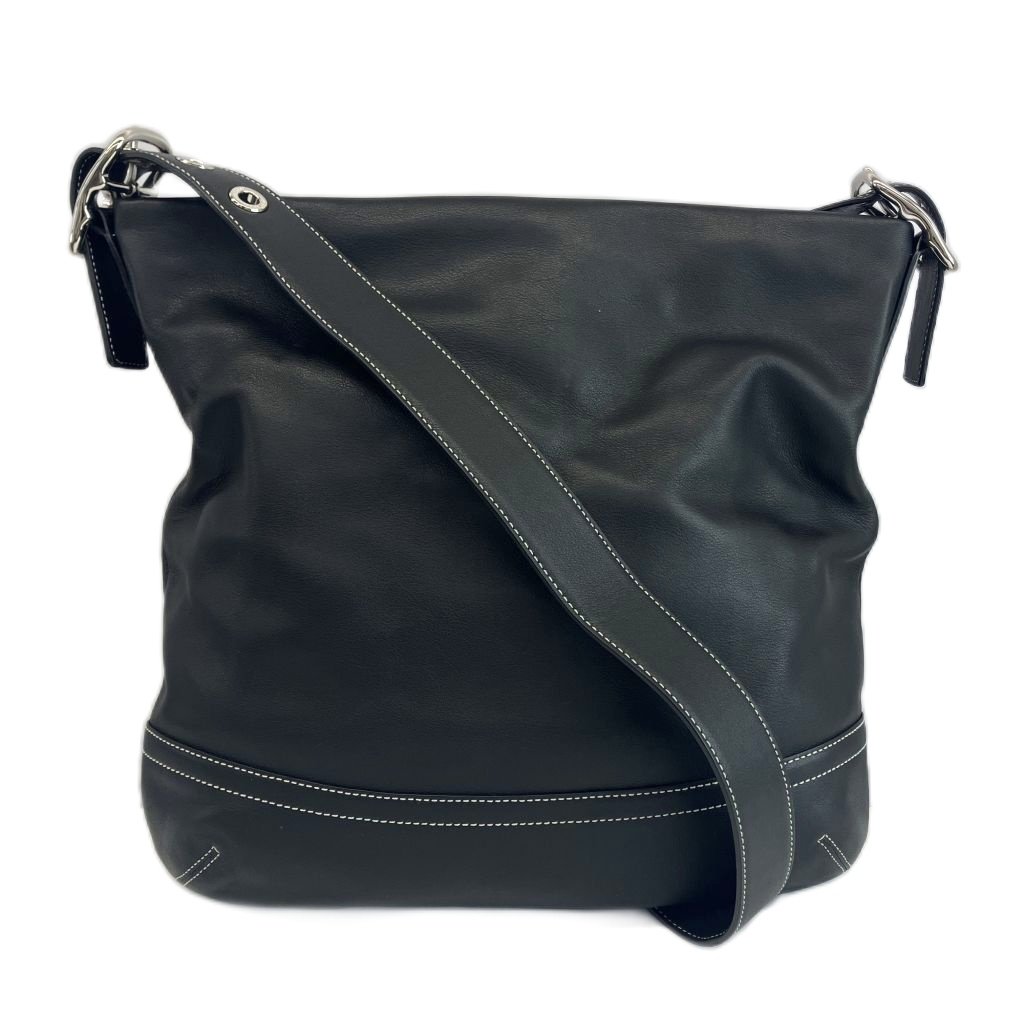 【中古】コーチ職 COACH ショルダーバッグ 差し交わす上半身 なめし革 黒 黒いこと F01414 /XZ ■GY18 レディース 【ベクター 古着】 260604