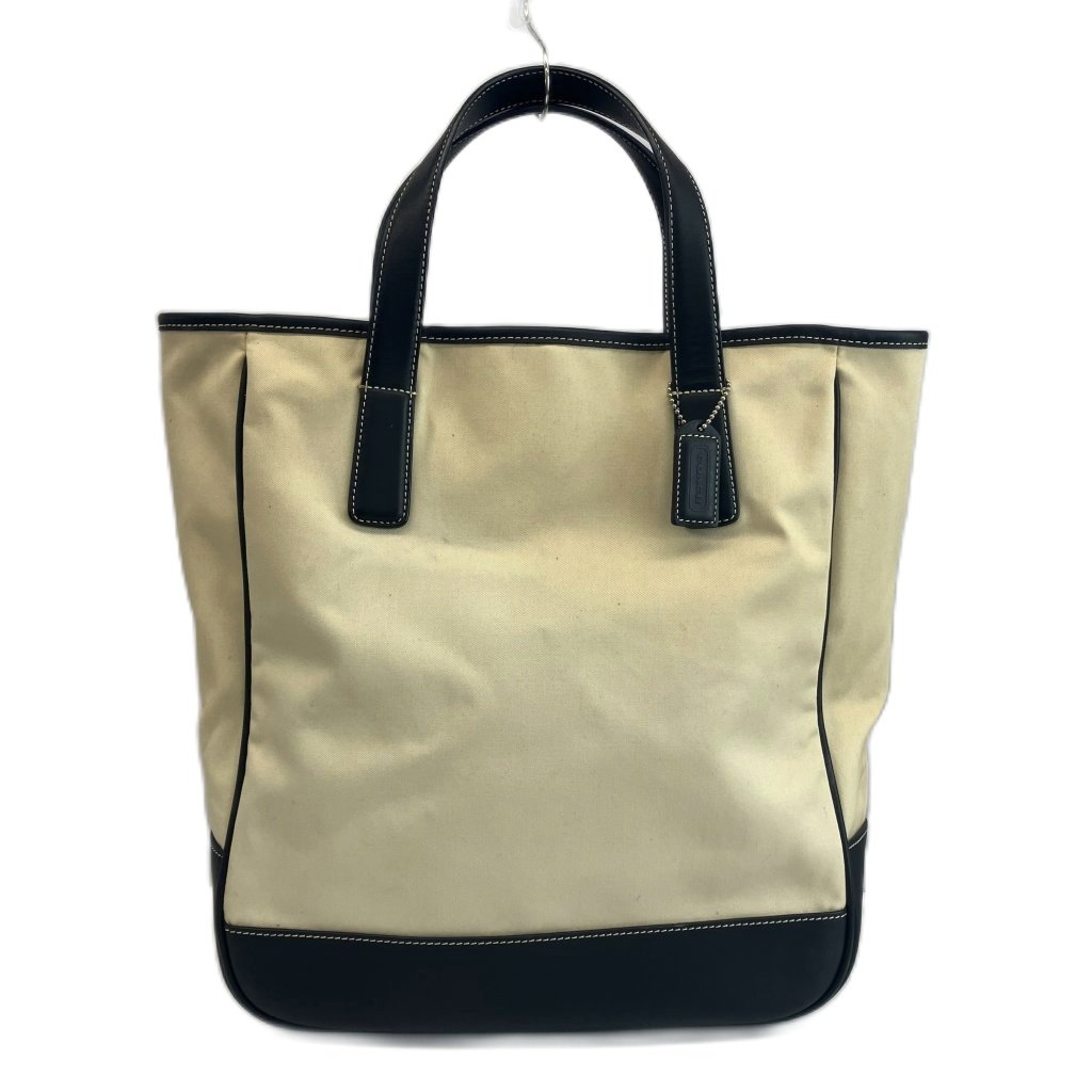 【中古】コーチ職 COACH トートバッグ 御手々 帆布 なめし革 ロゴタイプ 象牙色 黒 黒いこと 7707 /XZ ■GY18 レディース 【ベクター 古着】 260604