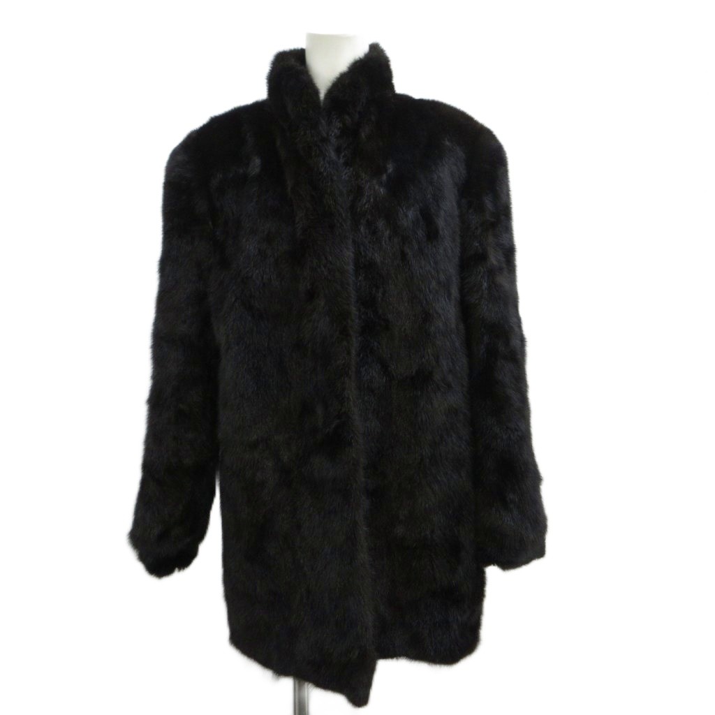 【中古】サガミンク SAGA MINK ファーコート 銀サガ ミンクファー 毛皮 13 黒 ブラック 無地 ハイネック 長袖 /PP ■GY18 レディース 【ベクトル 古着】 260529|ブランド古着の買取販売ベクトル