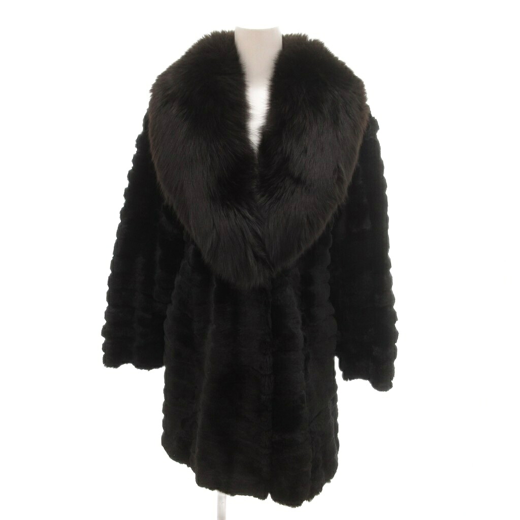 【中古】Deluxe Fur by Onward 美品 ファーコート 毛皮 シェアードミンク ミドル丈 9 黒 ブラック /SJ ■GY18 レディース 【ベクトル 古着】 260611｜ブランド古着の買取販売ベクトル