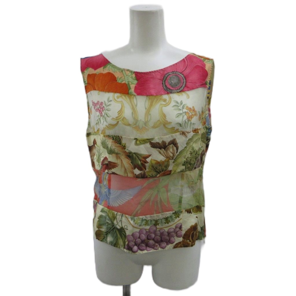 【中古】サルヴァトーレフェラガモ Salvatore Ferragamo ブラウス 絹 シルク 42 マルチカラー 花柄 総柄 ノースリーブ マルチカラー シアー /PP ■GY50 レディース 【ベクトル 古着】 260605|ブランド古着の買取販売ベクトル