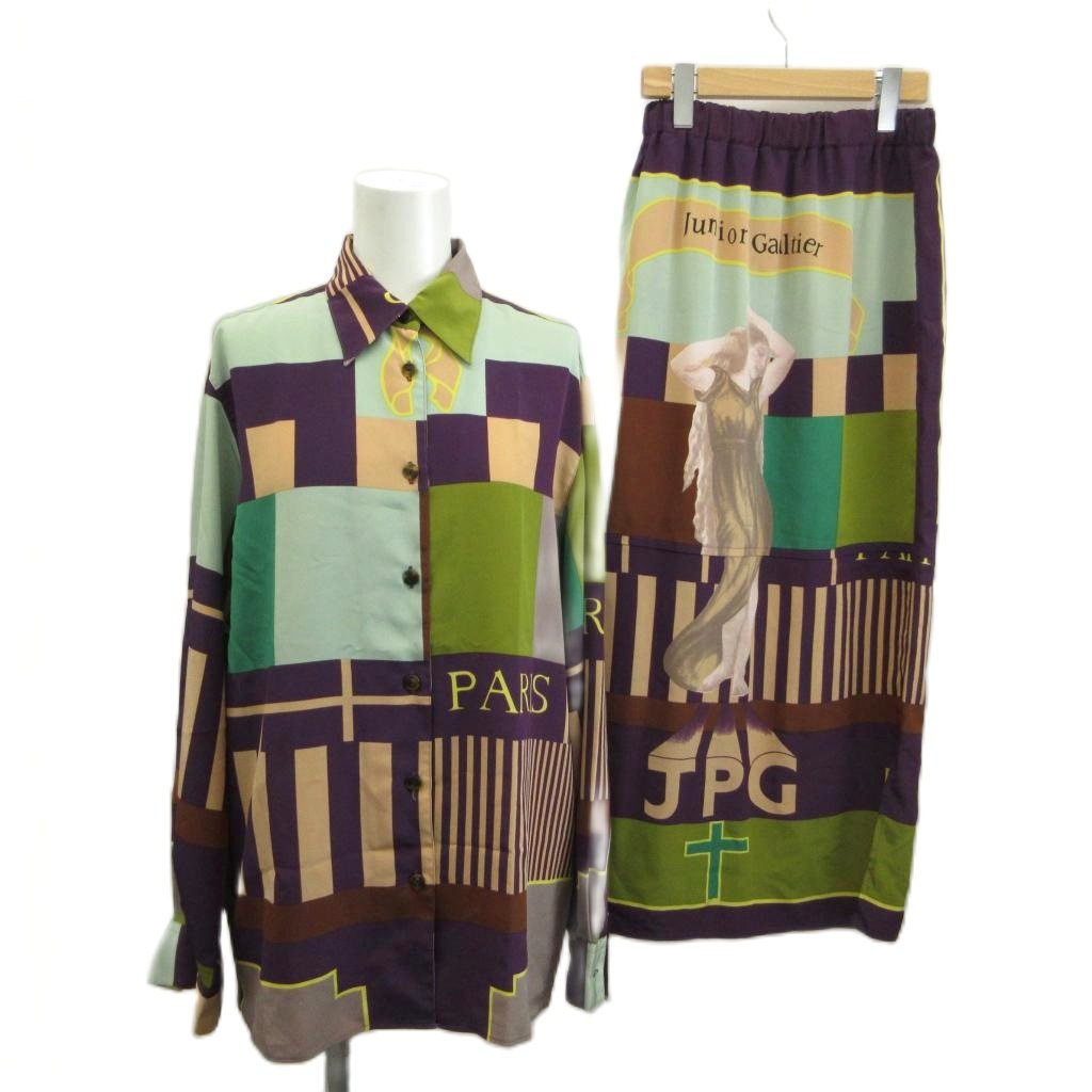 【中古】ジュニアゴルチェ JUNIOR GAULTIER セットアップ 上下 シャツ ブラウス 長袖 タイトスカート ロング イージー 総柄 40 M マルチカラー /XZ ■GY50 レディース 【ベクトル 古着】 260606|ブランド古着の買取販売ベクトル