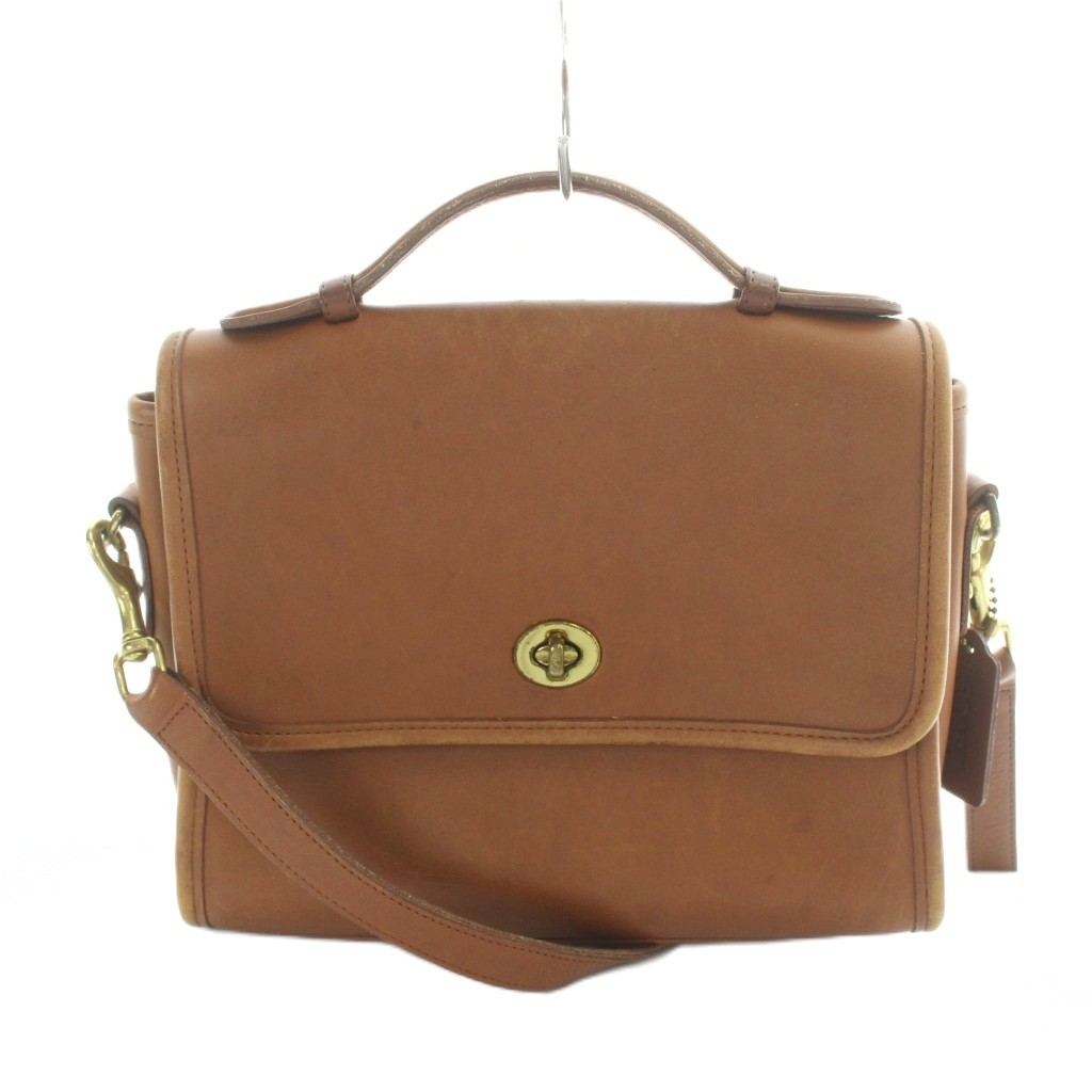 【中古】コーチ職 COACH 9870 オールドコーチ ショルダーバッグ お手々 2way 曲がったがけ ロゴタイプ ゴールド金具 なめし革 茶 赤銅色 ■GY18 /MQ レディース 【ベクター 古着】 260604