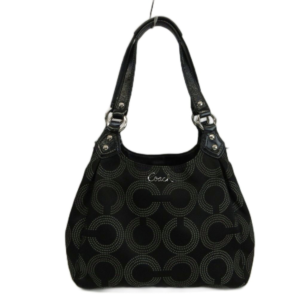 【中古】コーチ COACH アシュリー ドット オプアート ハンドバッグ ワンショルダー キャンバス エナメル 総柄 ロゴ シルバー金具 黒 ブラック F21920 /XZ ■GY11 レディース 【ベクトル 古着】 260622｜ブランド古着の買取販売ベクトル