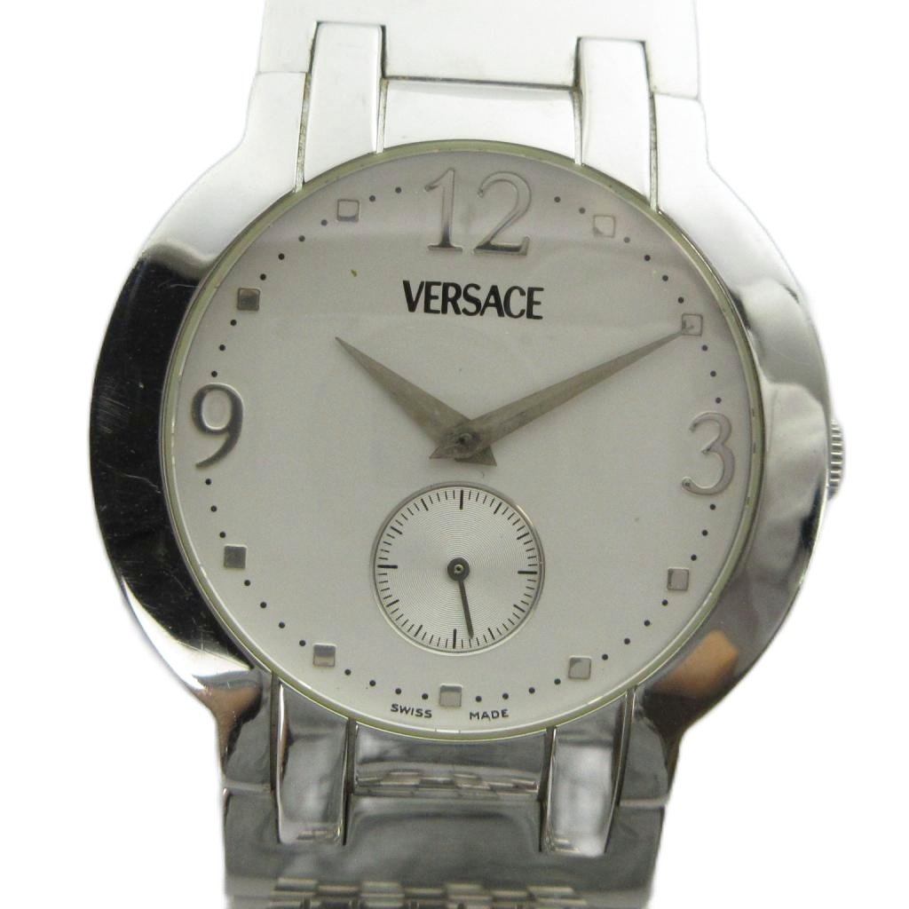 【中古】ヴェルサーチ ヴェルサーチェ VERSACE BLQ99 Madison マディソン 腕時計 クォーツ ウォッチ 白文字盤 スモセコ シルバー色 ■GY18 /MQ メンズ 【ベクトル 古着】 260608|ブランド古着の買取販売ベクトル
