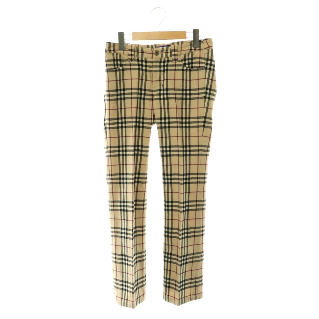 【中古】バーバリーブルーレーベル BURBERRY BLUE LABEL パンツ スラックス ウール モヘヤ混 ノバチェック 34 ベージュ マルチカラー /CX ■GY18 レディース 【ベクトル 古着】 260616｜ブランド古着の買取販売ベクトル