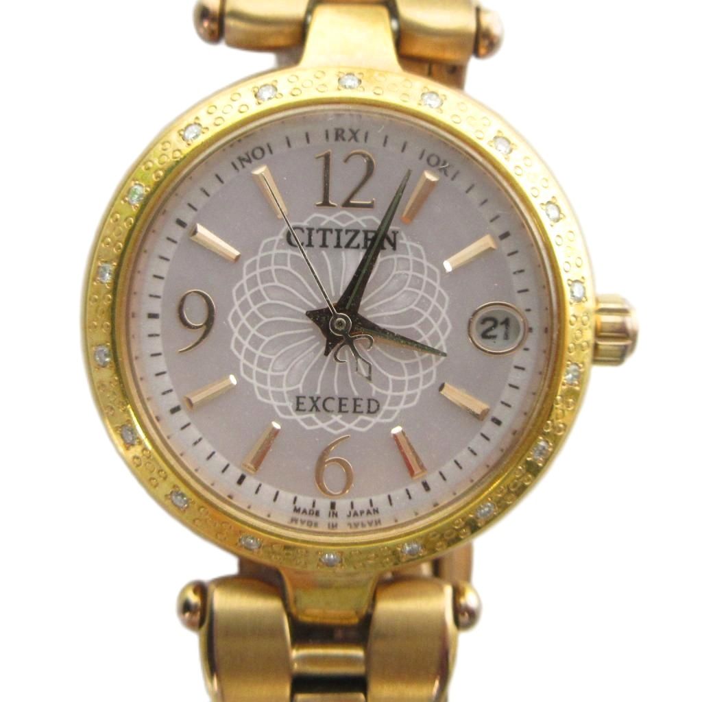 【中古】シチズン CITIZEN H058-T018467 EXCEED エクシード 腕時計 ソーラー ウォッチ カレンダー付き ゴールド色 ■GY18 /MQ レディース 【ベクトル 古着】 260622｜ブランド古着の買取販売ベクトル