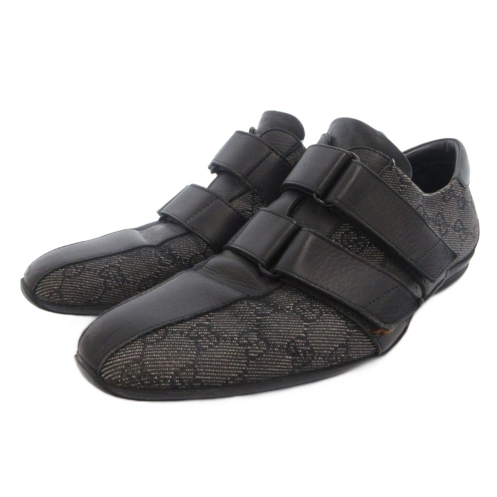 【中古】グッチ GUCCI トムフォード期 スニーカー シューズ ローカット GGキャンバス レザー ベルクロ 7.5 黒 ブラック /FF メンズ 【ベクトル 古着】 260629|ブランド古着の買取販売ベクトル