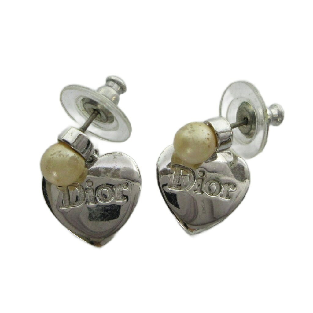 【中古】クリスチャンディオール Christian Dior ピアス アクセサリー 両耳用 ロゴ ハート フェイクパール シルバー色 ■GY18 /MQ ■OH レディース 【ベクトル 古着】 260621｜ブランド古着の買取販売ベクトル