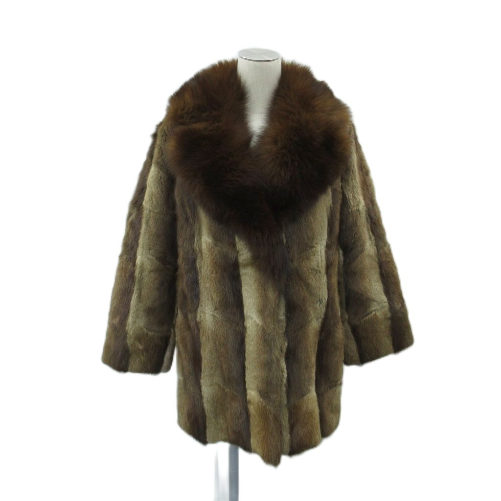 【中古】毛皮コート ロング丈 茶 ブラウン ビッグカラー /SM16 ■GY99 レディース 【ベクトル 古着】 260703|ブランド古着の買取販売ベクトル