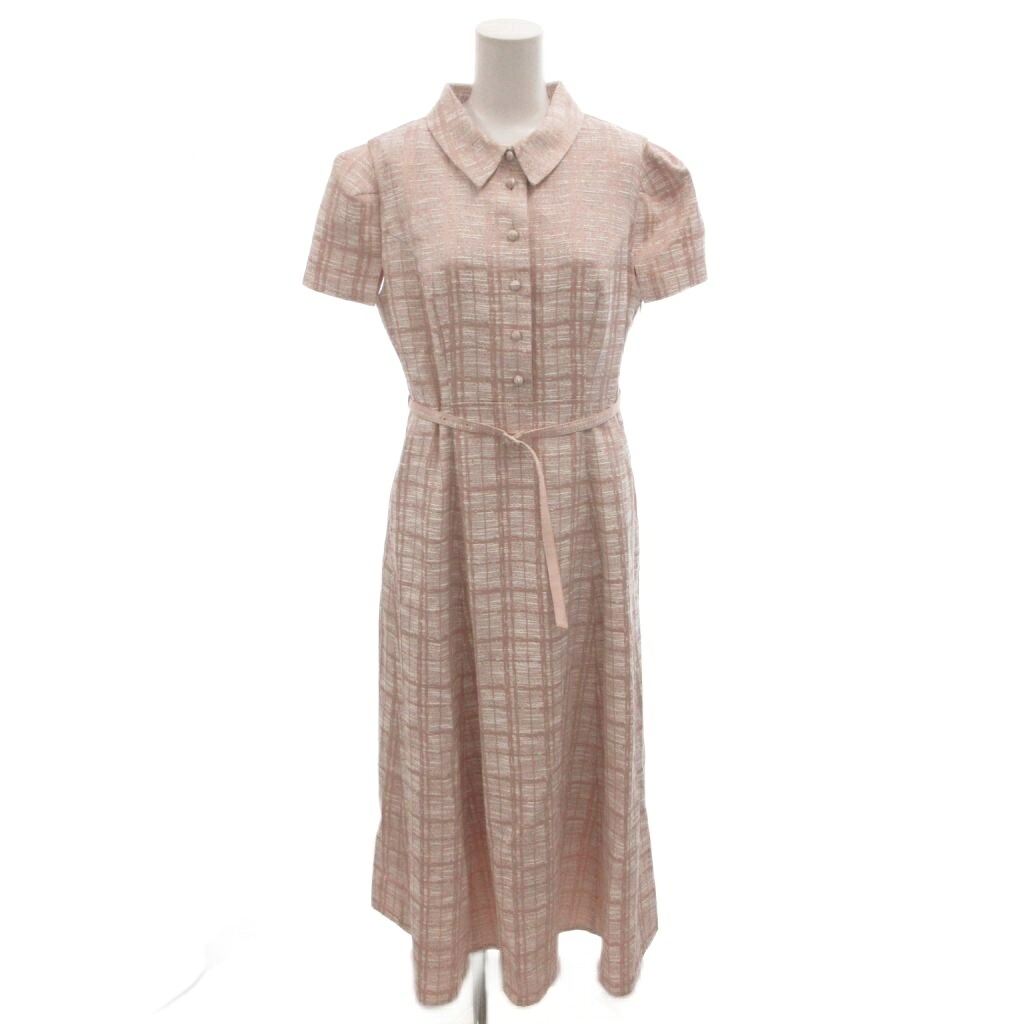 【中古】ハーリップトゥ Her lip to 25SS Annecy Belted Dress ワンピース ドレス 半袖 ジャガード ツイード ロング M ピンク /FF ■GY20 レディース 【ベクトル 古着】 260629|ブランド古着の買取販売ベクトル