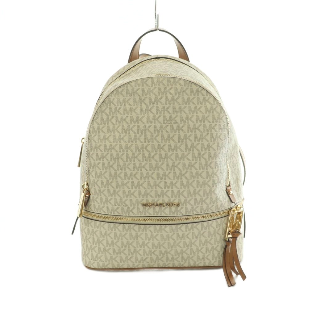【中古】マイケルコース MICHAEL KORS リュックサック デイバッグ モノグラム柄 白 ホワイト 茶 ブラウン /MI ■GY18 レディース 【ベクトル 古着】 260623｜ブランド古着の買取販売ベクトル