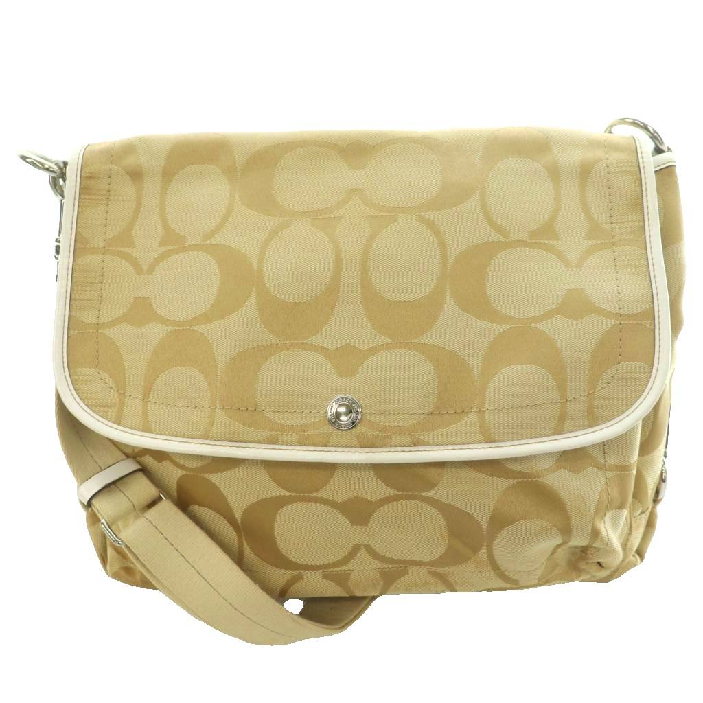 【中古】コーチ COACH シグネチャー ショルダーバッグ キャンバス レザー ベージュ 白 ホワイト F16557 /SS ■OS ■GY18 レディース 【ベクトル 古着】 260627｜ブランド古着の買取販売ベクトル