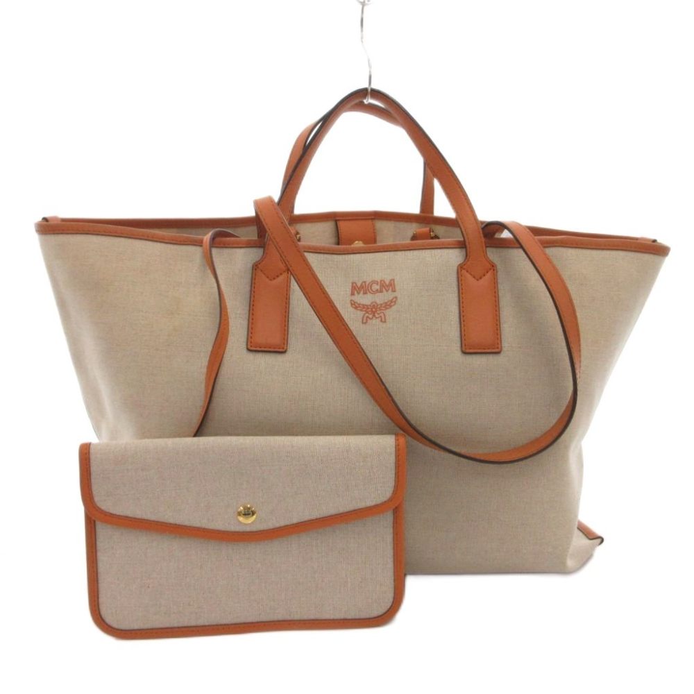 【中古】エムシーエム MCM トートバッグ 肩掛け 手提げ ポーチ付き プリント バイカラー 茶 ブラウン ■GY17 /MQ ▲H 【ベクトル 古着】 260703｜ブランド古着の買取販売ベクトル 11,473円