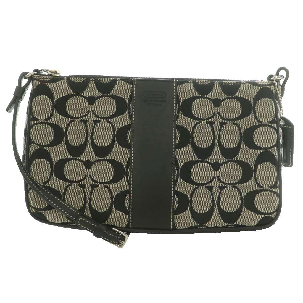 【中古】コーチ COACH ショルダーバッグ シグネチャー柄 キャンバス カウハイドレザー グレー 黒 ブラック 6338 /SS ■OS レディース 【ベクトル 古着】 260707｜ブランド古着の買取販売ベクトル 11,026円