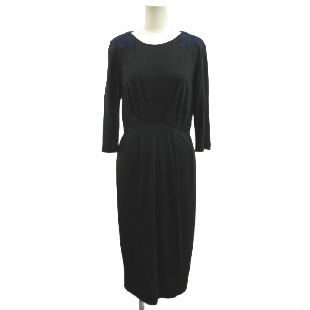 【中古】3.1 フィリップリム 3.1 phillip lim ワンピース S 黒 ブラック 紺 ネイビー レース ラウンドネック 七分袖 /NP ■GY06 レディース 【ベクトル 古着】 260707｜ブランド古着の買取販売ベクトル