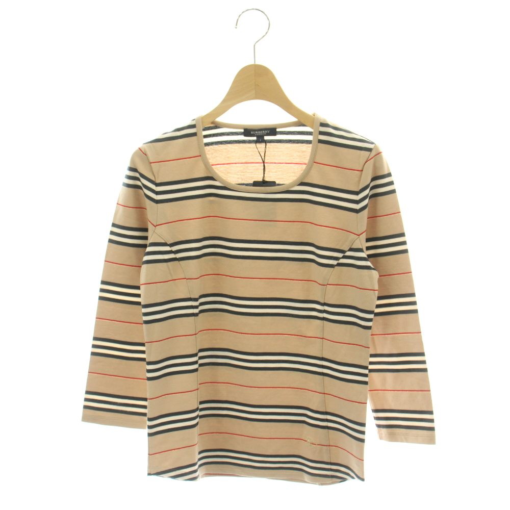 【中古】未使用品 バーバリー ロンドン BURBERRY LONDON カットソー 七分袖 ノバボーダー 1 ベージュ マルチカラー /DO ■GY50 レディース 【ベクトル 古着】 260707｜ブランド古着の買取販売ベクトル